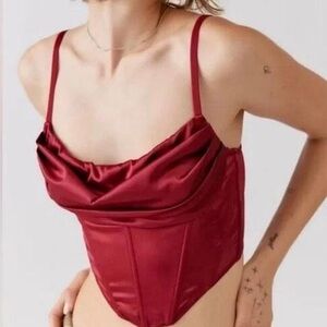 Urban Outfitters Red Satin Crop Top